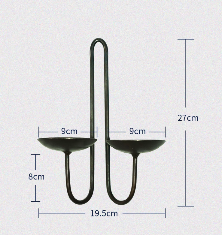 Hand Forged Iron Wall Mount Candelabra - Two Arm