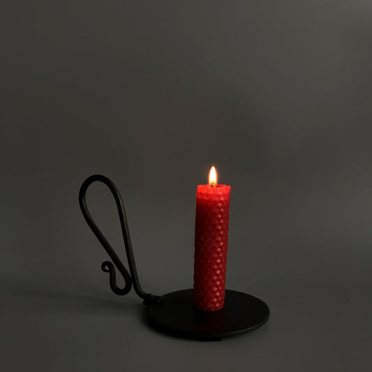 Hand Forged Iron Bowl Tabletop Taper Candlestick With Handle