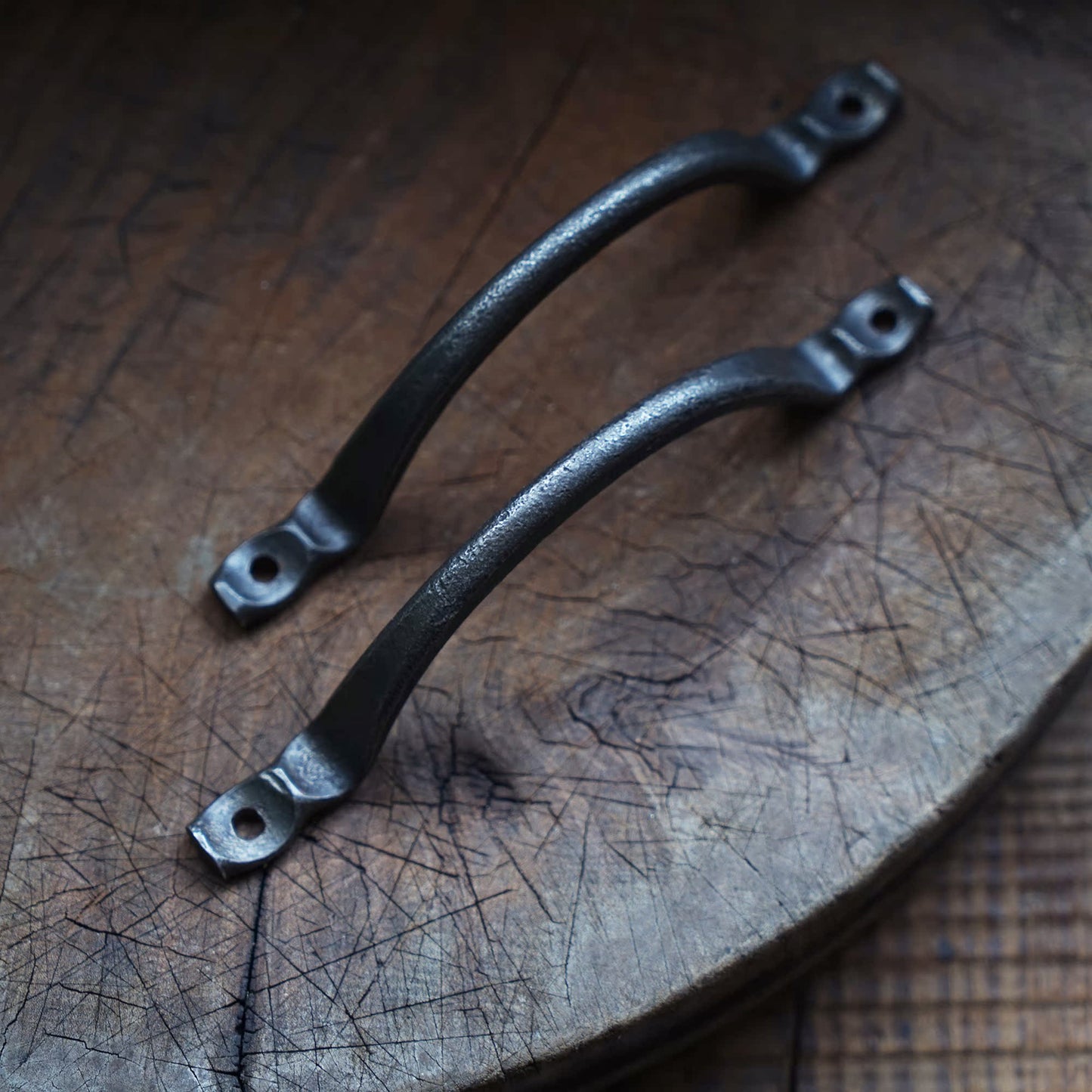 Hand Forged Iron Curved Handles Drawer Pulls
