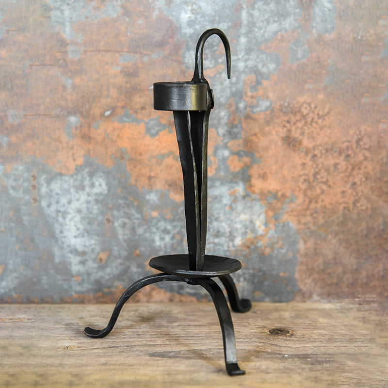 Hand Forged Iron Handheld Tabletop Taper Candle Stick