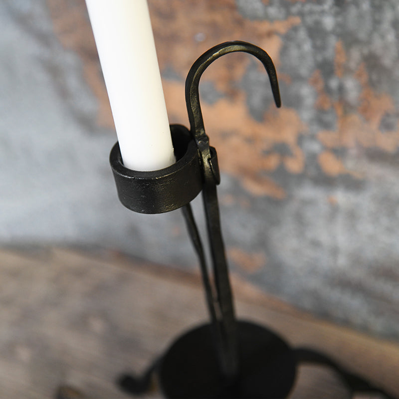 Hand Forged Iron Handheld Tabletop Taper Candle Stick