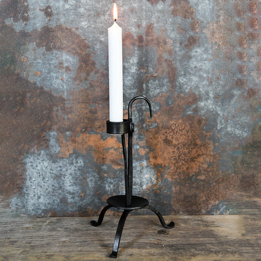 Hand Forged Iron Handheld Tabletop Taper Candle Stick