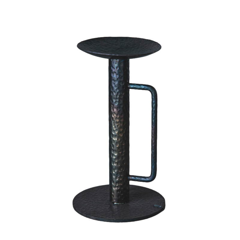Hand Forged Iron Handheld Texture Tabletop Candle Holder