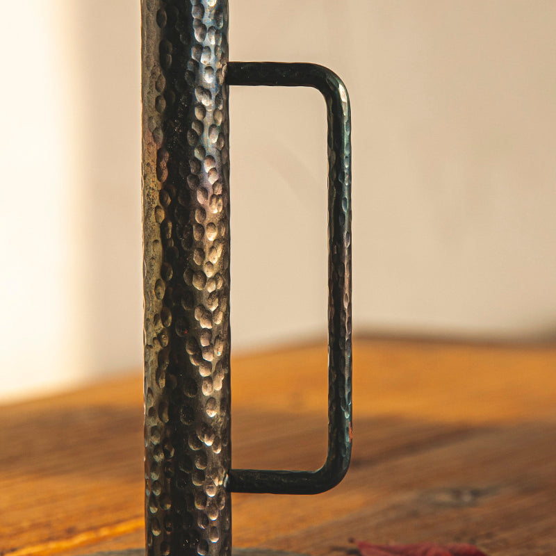 Hand Forged Iron Handheld Texture Tabletop Candle Holder
