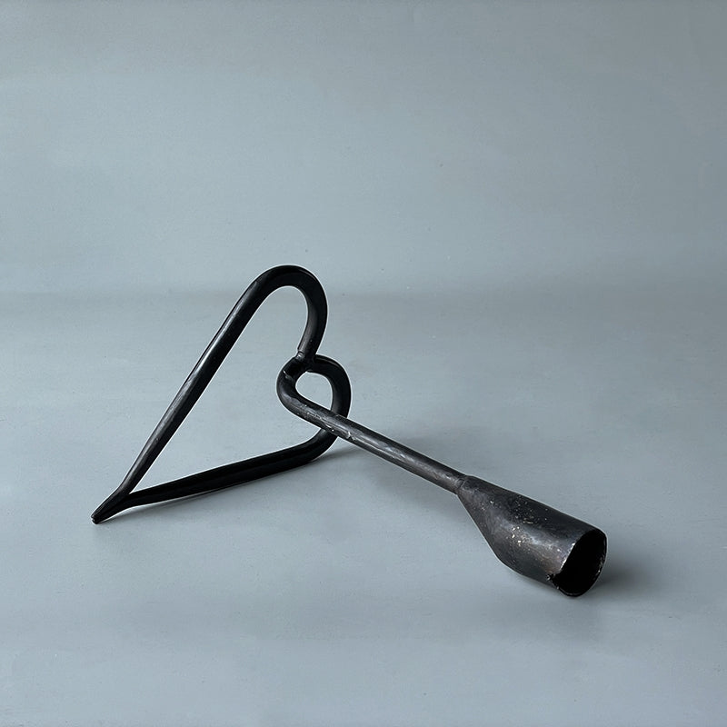 Hand Forged Iron Heart Shape Tabletop Candlestick