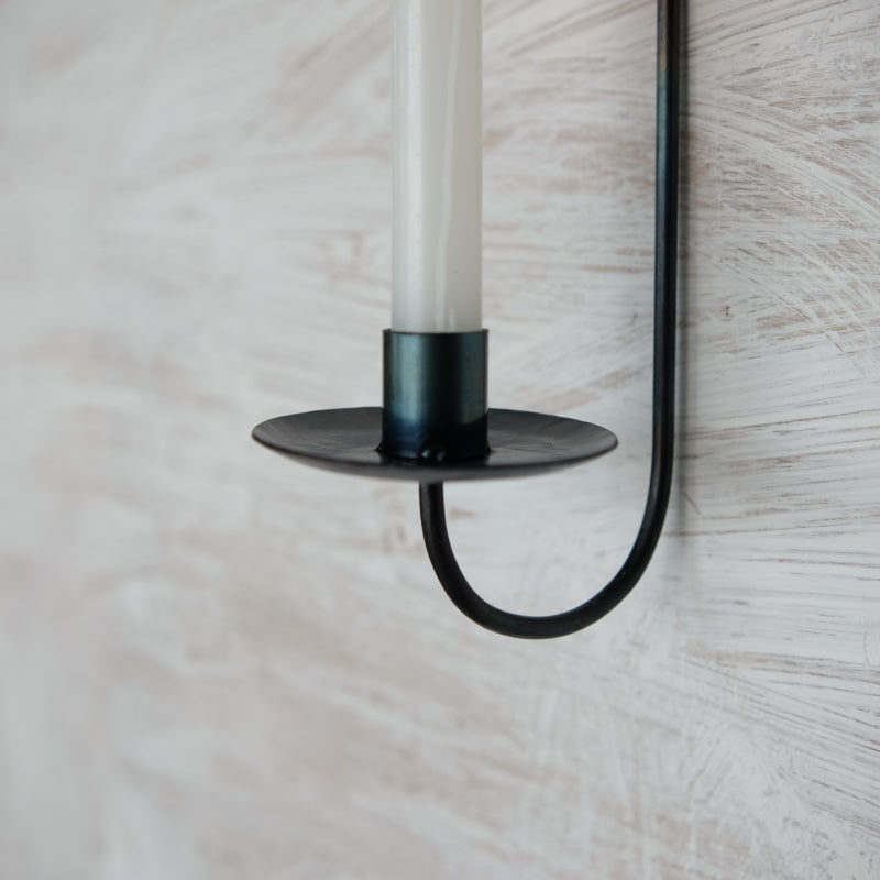 Hand Forged Iron Heart Wall-Mounted Candlestick