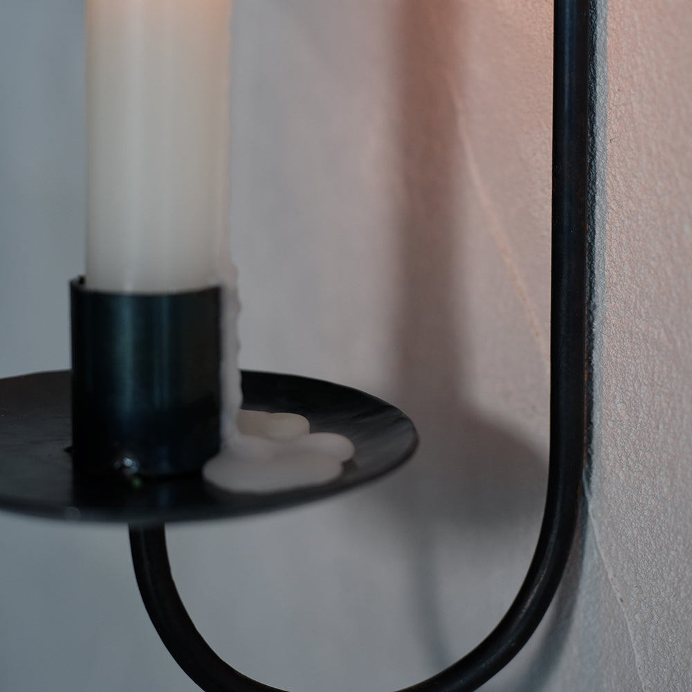 Hand Forged Iron Heart Wall-Mounted Candlestick