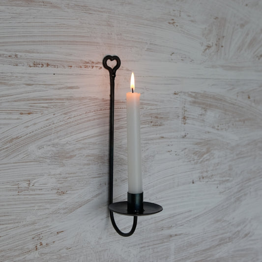 Hand Forged Iron Heart Wall-Mounted Candlestick