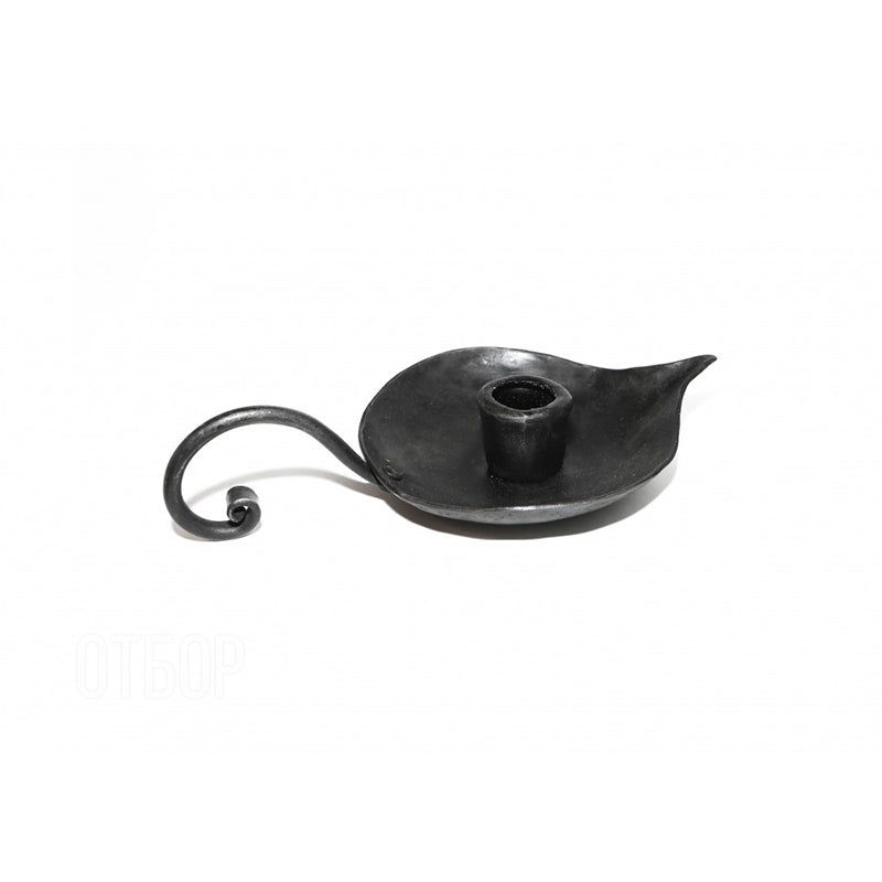 Hand Forged Iron Leaf Bowl Tabletop Candlestick With Handle