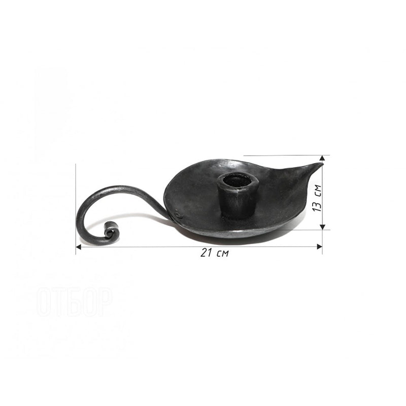 Hand Forged Iron Leaf Bowl Tabletop Candlestick With Handle