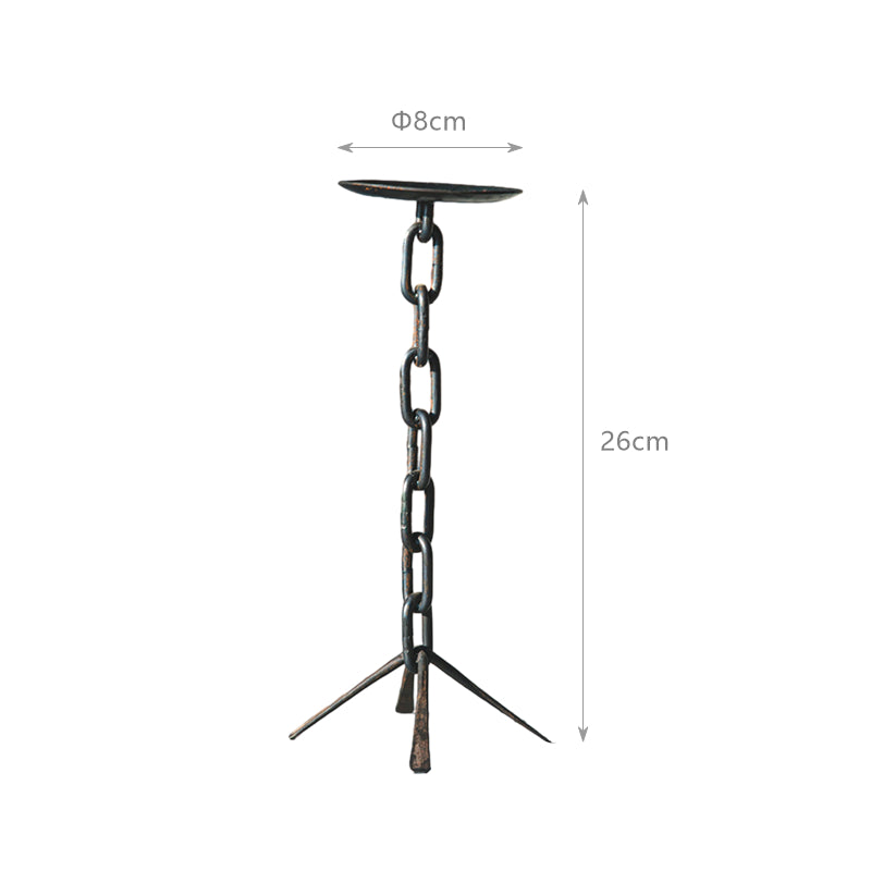 Hand Forged Iron Stand With Chain Candle Holder