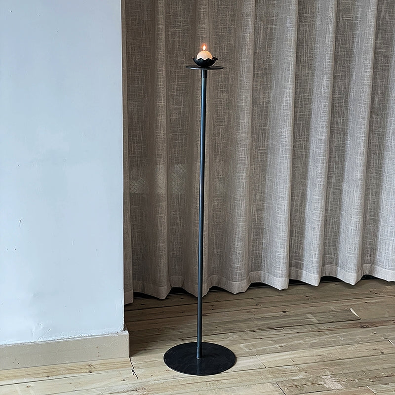 Hand Forged Iron Standing Tall Floor Candle Holder