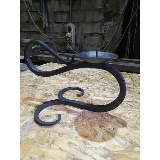 Hand Forged Iron Standing Type Candlestick With Handle