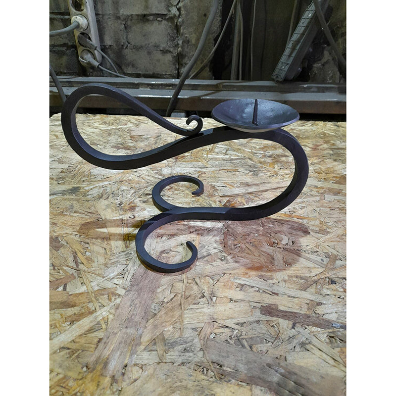 Hand Forged Iron Standing Type Candlestick With Handle