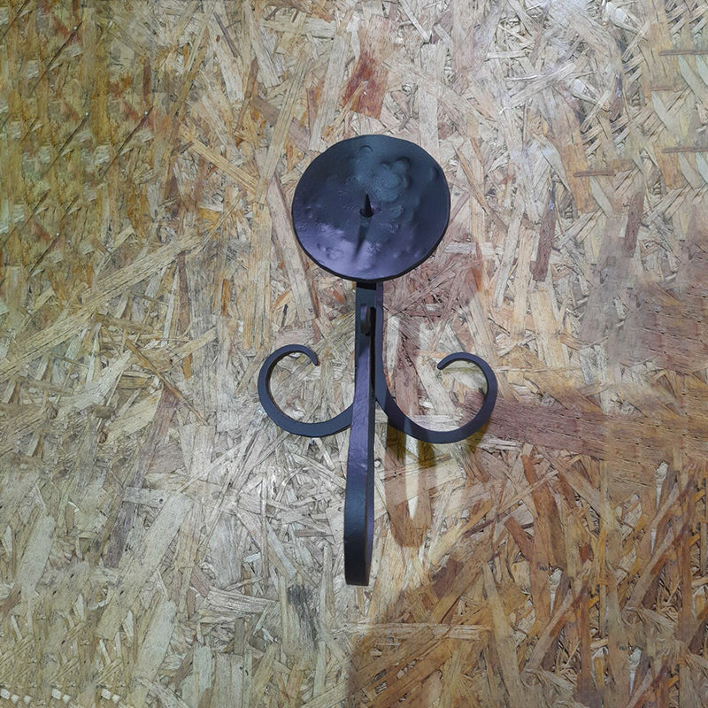 Hand Forged Iron Standing Type Candlestick With Handle