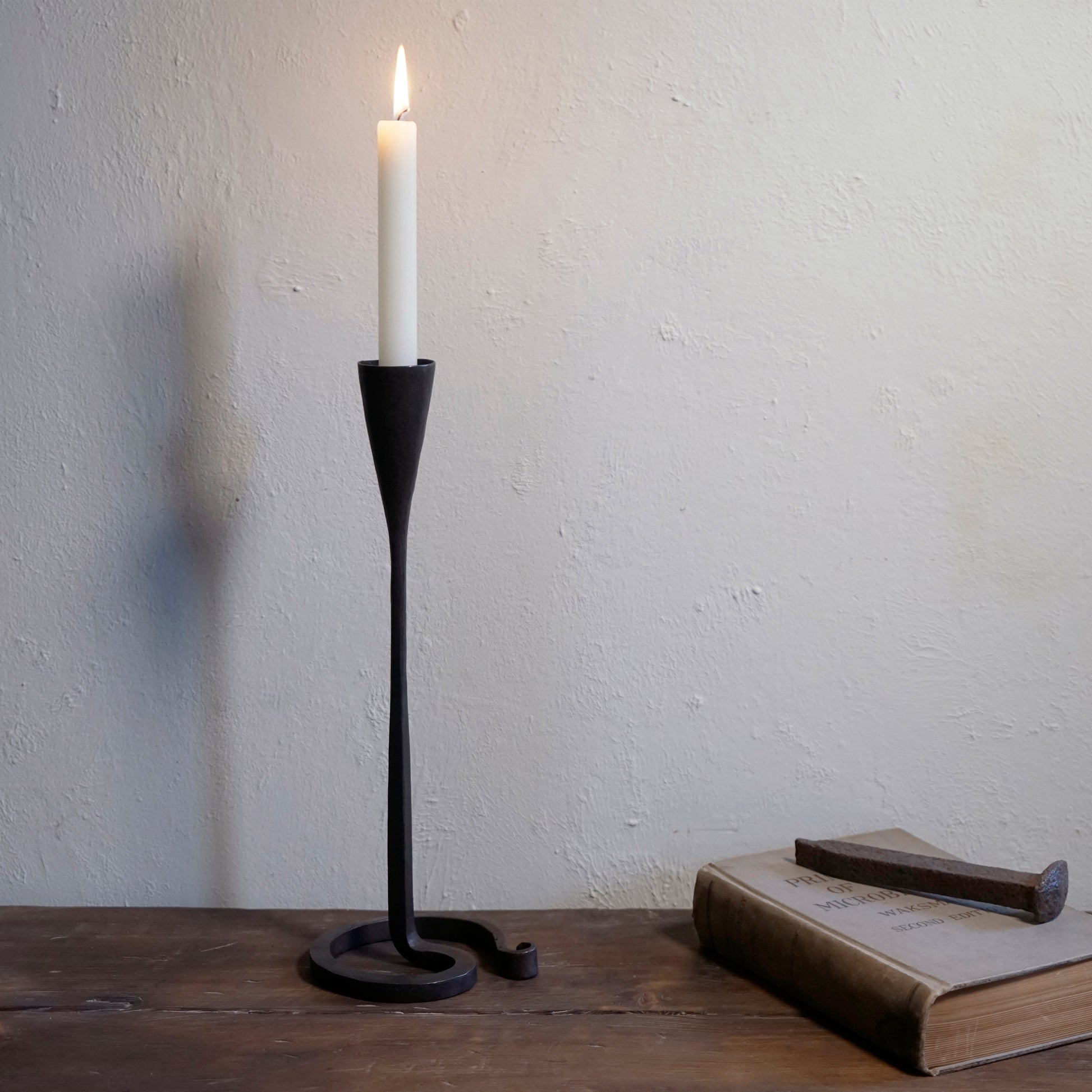 Hand Forged Iron Tall Tabletop Taper Candle Holder