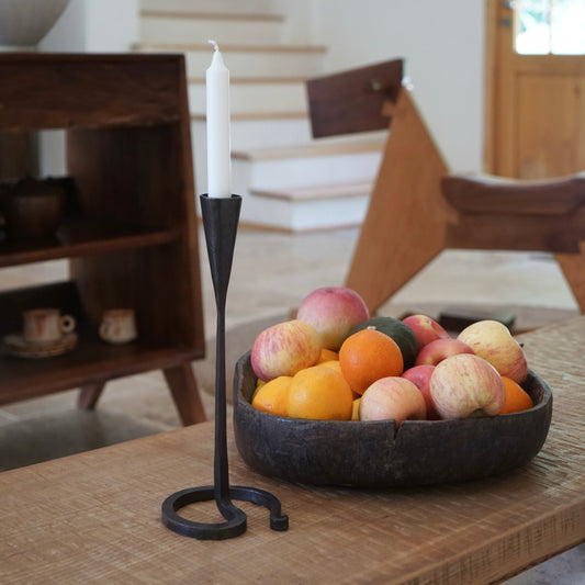 Hand Forged Iron Tall Tabletop Taper Candle Holder