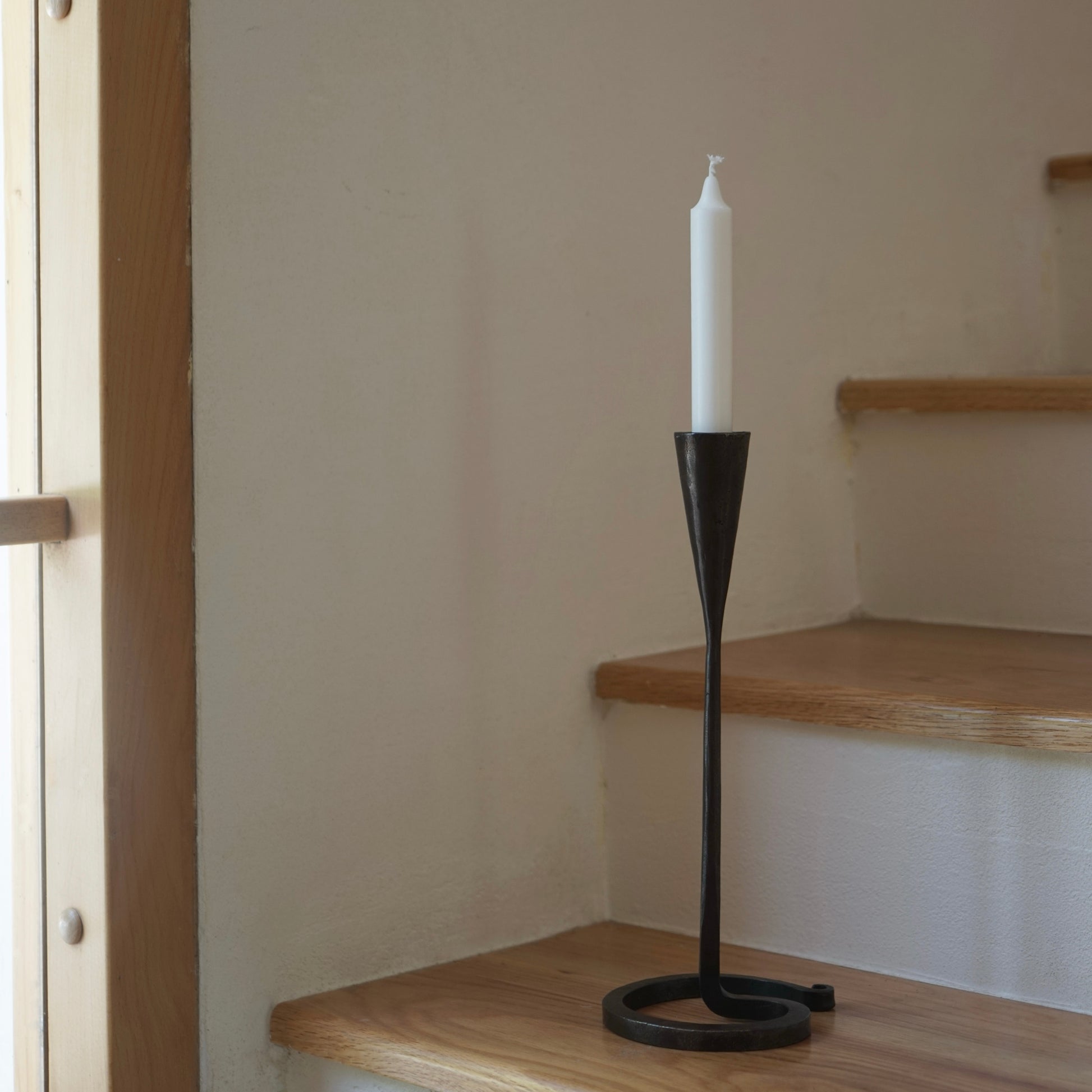 Hand Forged Iron Tall Tabletop Taper Candle Holder