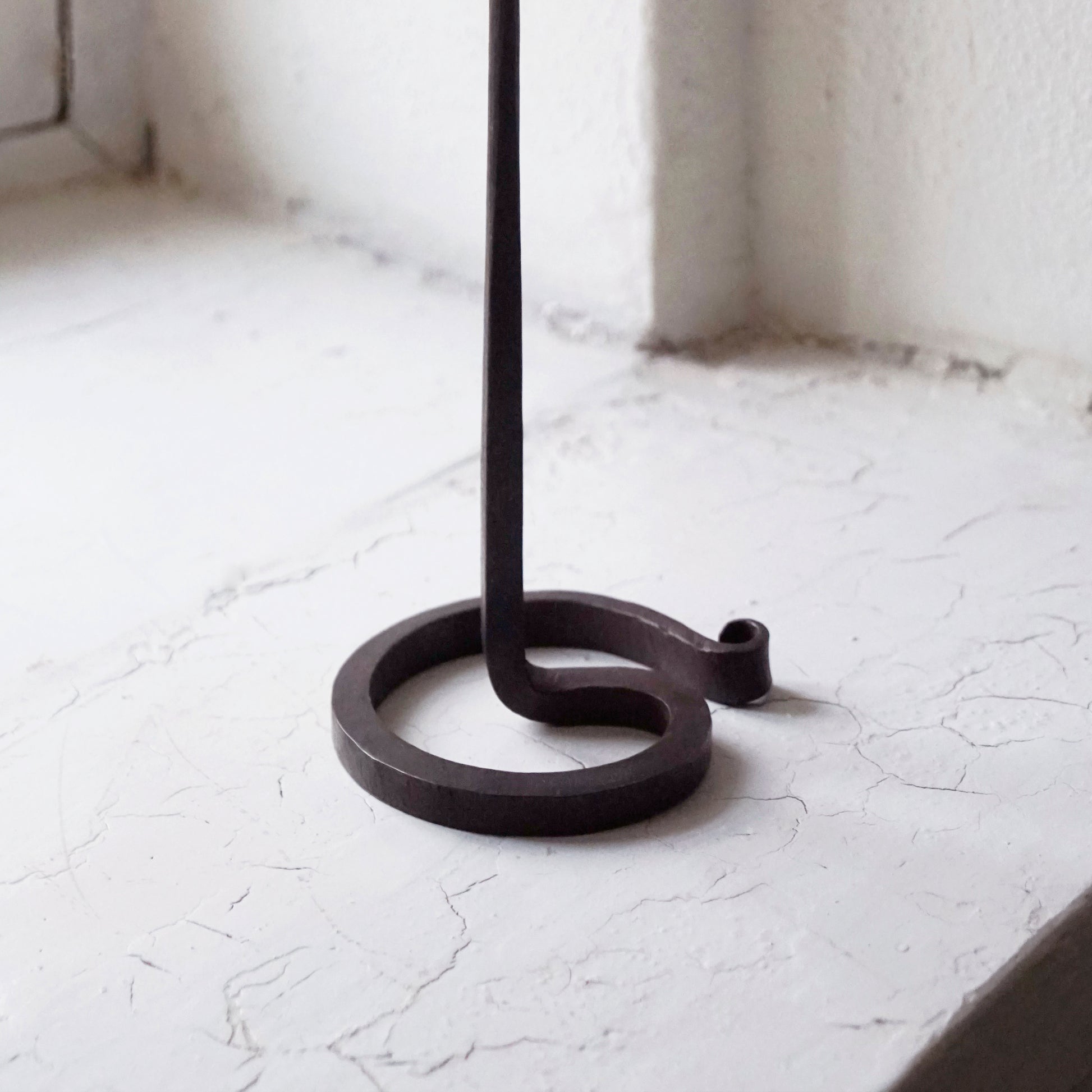 Hand Forged Iron Tall Tabletop Taper Candle Holder