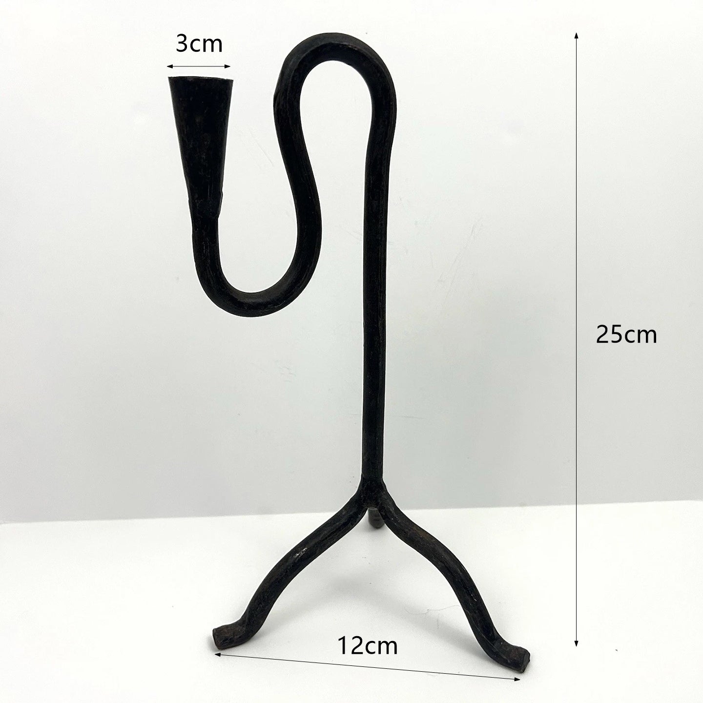 Hand Forged Iron Triangle Tabletop Taper Candle Holder