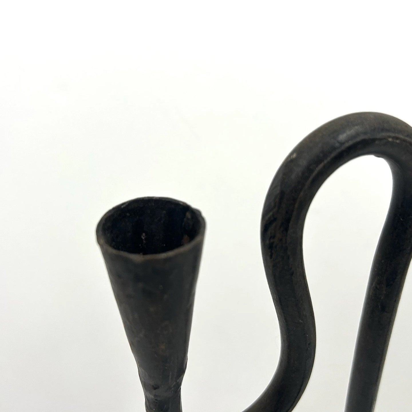 Hand Forged Iron Triangle Tabletop Taper Candle Holder