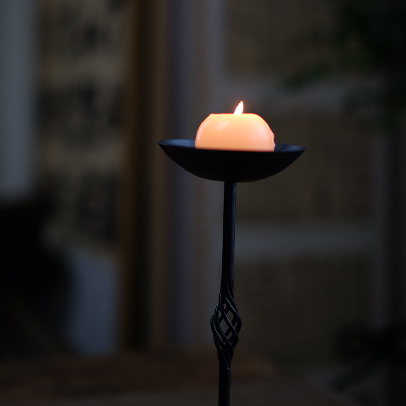 Hand Forged Iron Twist Tealight Pillar Tabletop Candle Holder