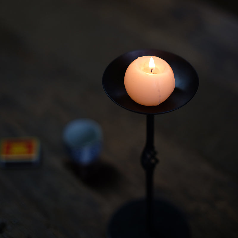 Hand Forged Iron Twist Tealight Pillar Tabletop Candle Holder