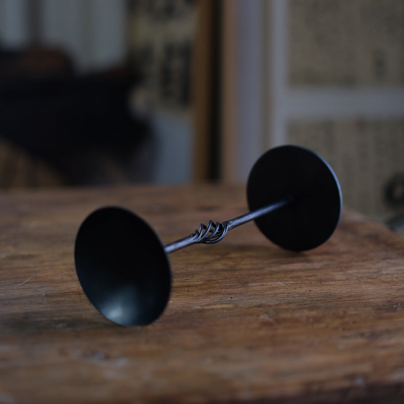 Hand Forged Iron Twist Tealight Pillar Tabletop Candle Holder