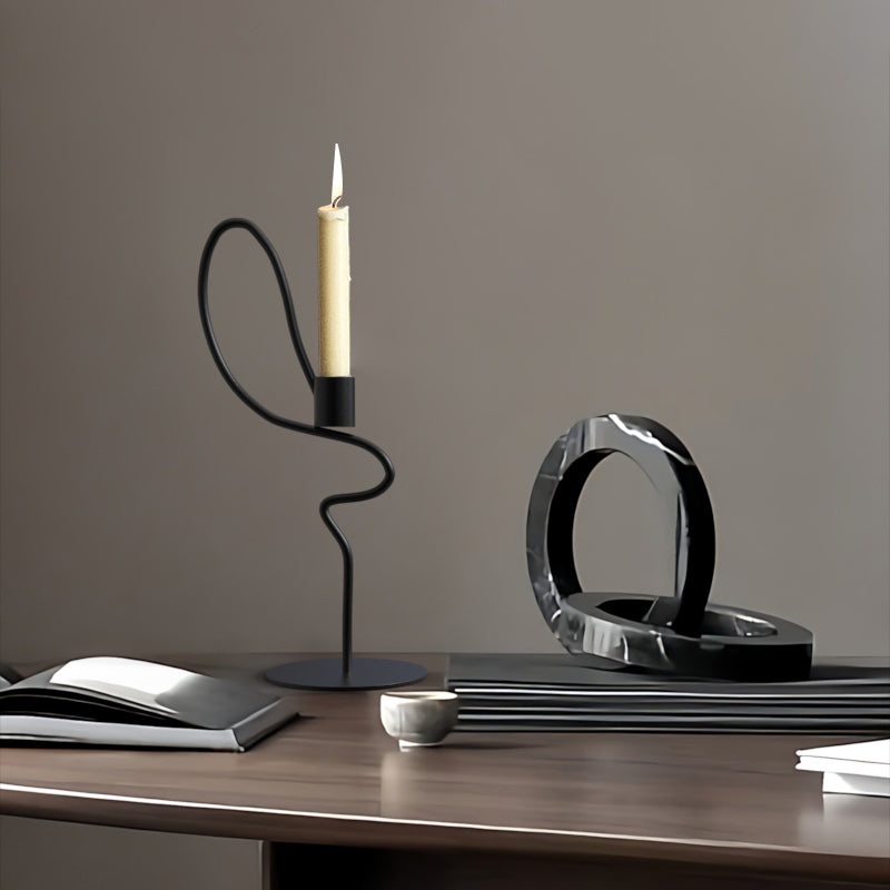 Hand Forged Iron Valse Tabletop Candlestick