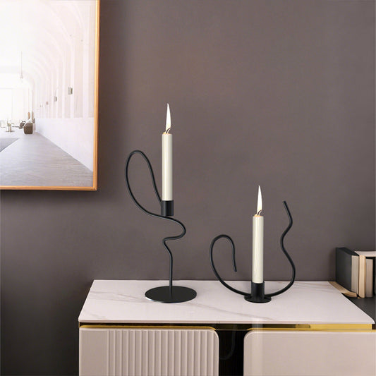 Hand Forged Iron Valse Tabletop Candlestick