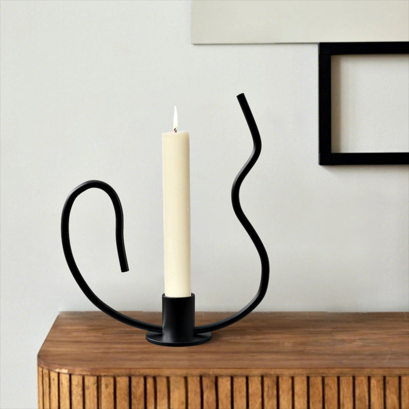 Hand Forged Iron Valse Tabletop Candlestick