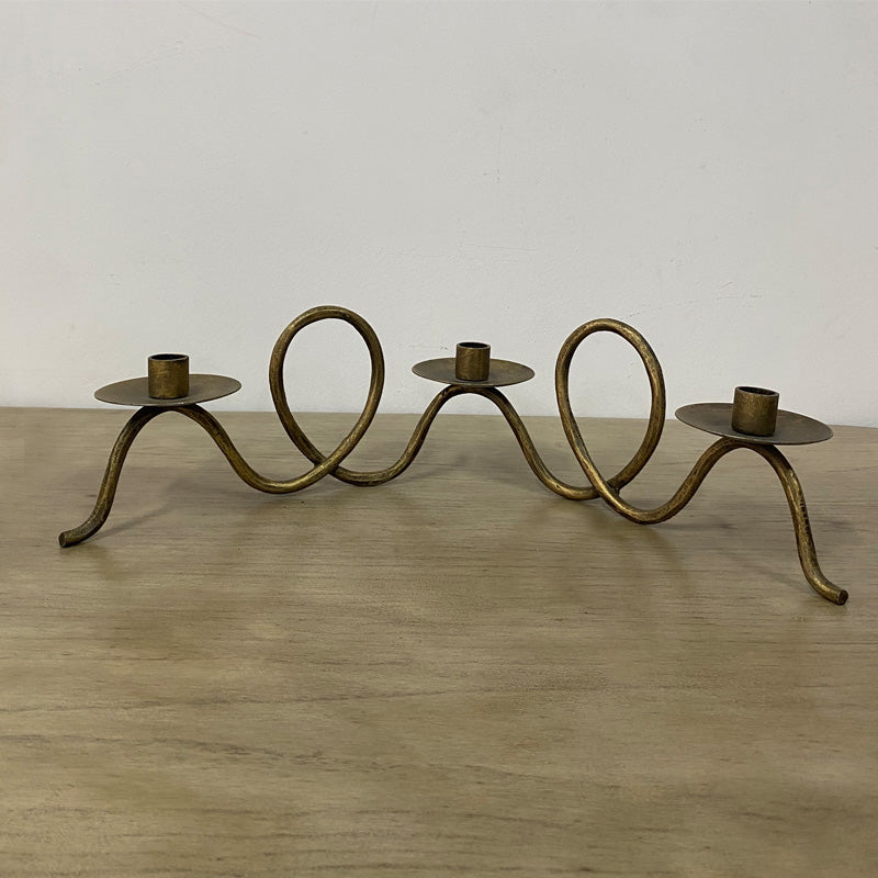 Hand Forged Iron Vintage Candelabra 3 Taper Candles