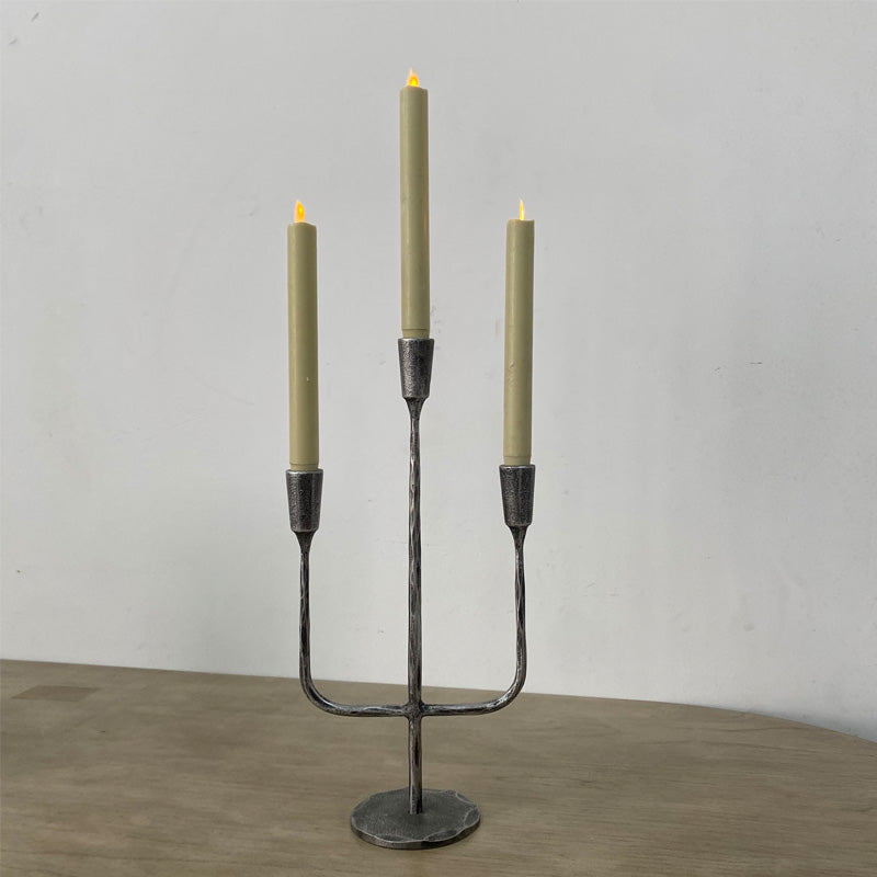 Hand Forged Iron Vintage Candelabra 3 Taper Candles