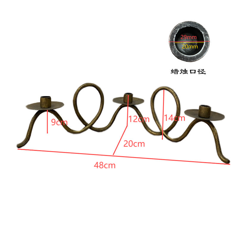 Hand Forged Iron Vintage Candelabra 3 Taper Candles