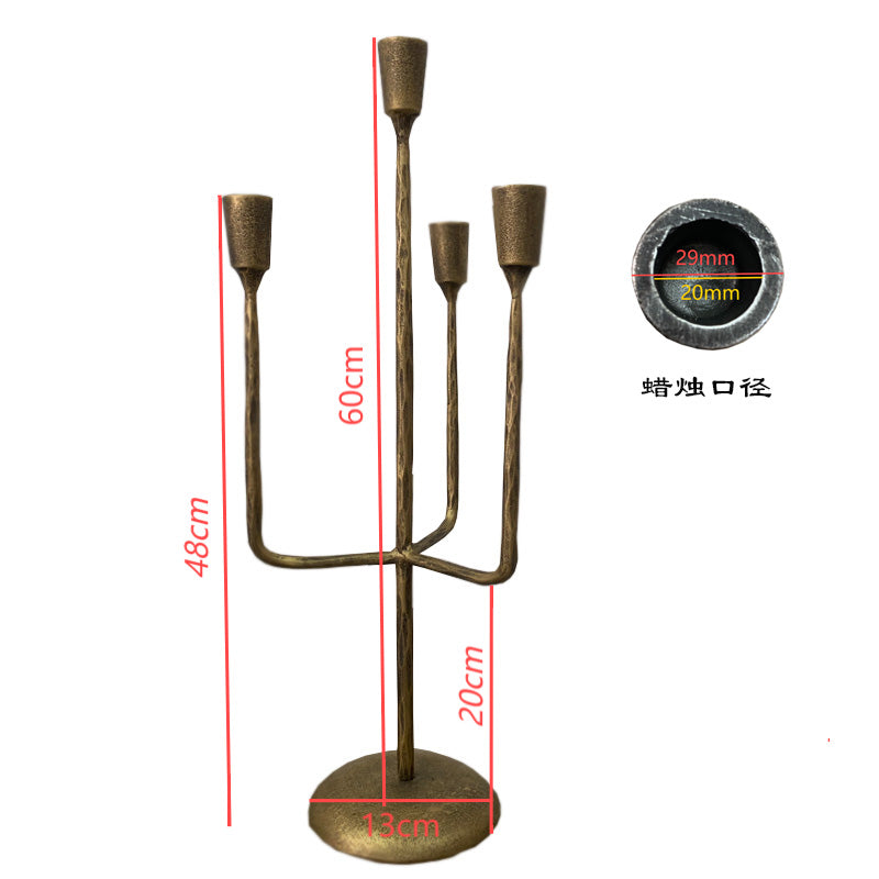 Hand Forged Iron Vintage Candelabra 4 Taper Candles