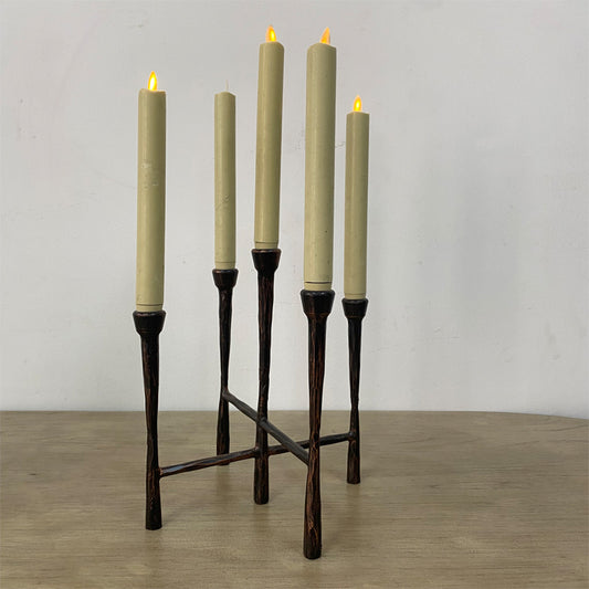 Hand Forged Iron Vintage Candelabra 5 Taper Candles
