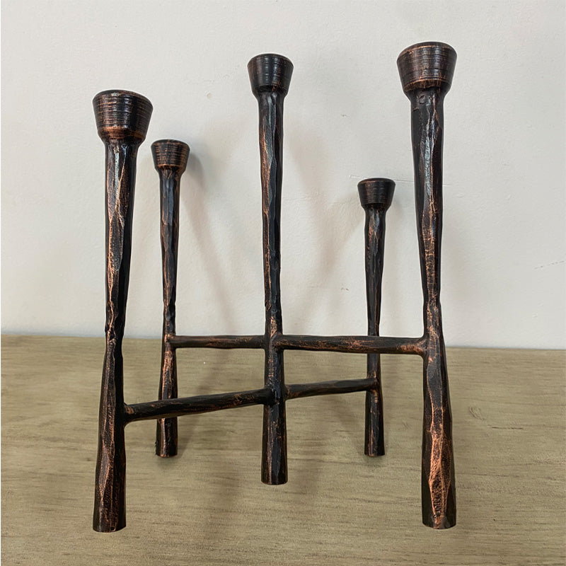 Hand Forged Iron Vintage Candelabra 5 Taper Candles