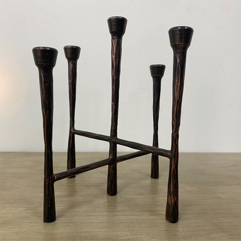 Hand Forged Iron Vintage Candelabra 5 Taper Candles