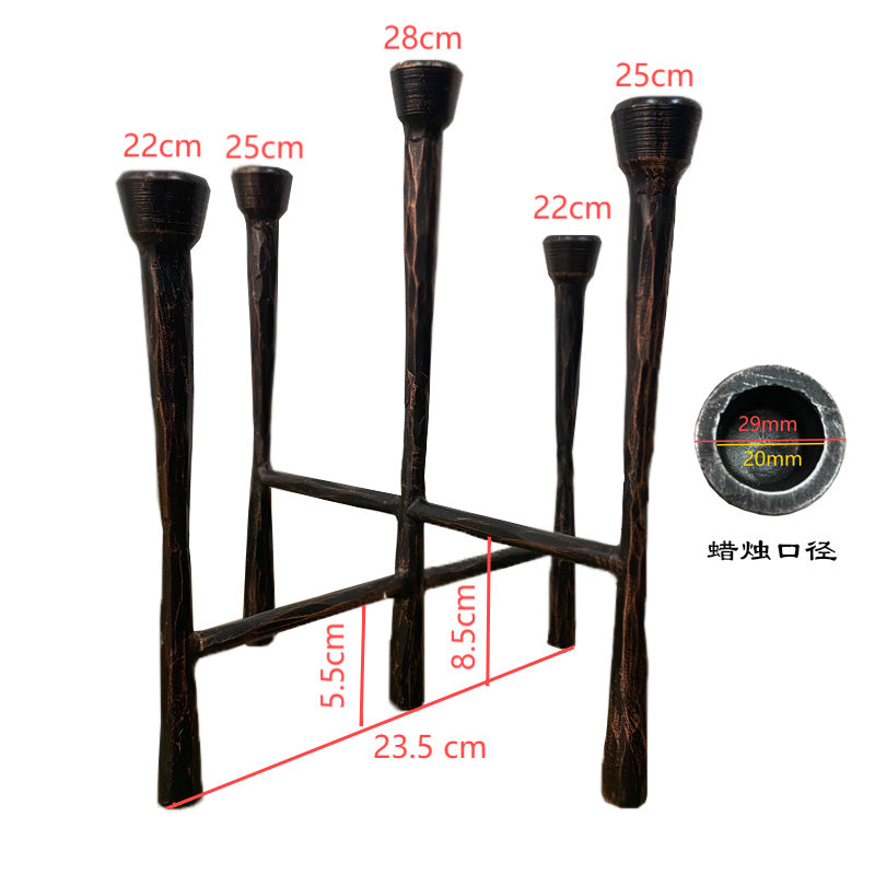 Hand Forged Iron Vintage Candelabra 5 Taper Candles