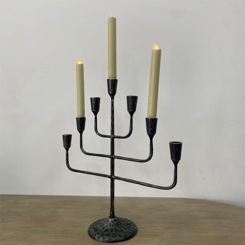 Hand Forged Iron Vintage Candelabra 7 Taper Candles