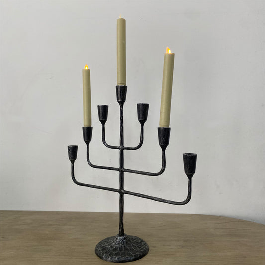 Hand Forged Iron Vintage Candelabra 7 Taper Candles