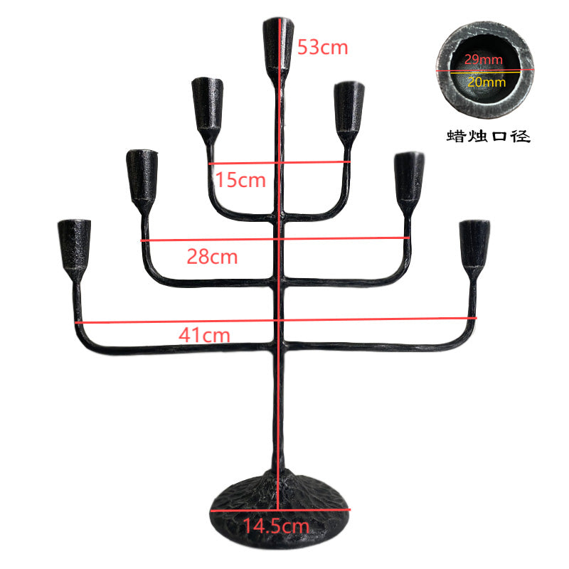 Hand Forged Iron Vintage Candelabra 7 Taper Candles