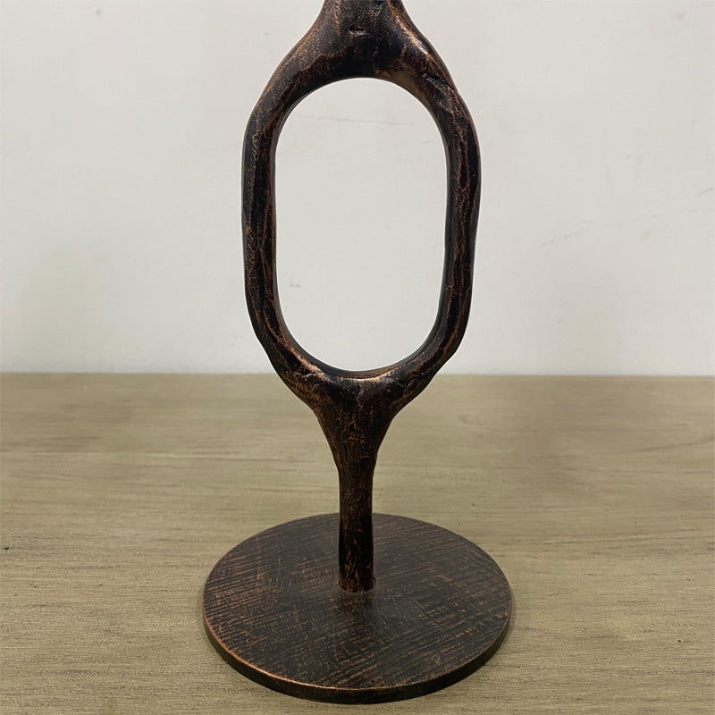 Hand Forged Iron Vintage Oval Tabletop Candle Holder