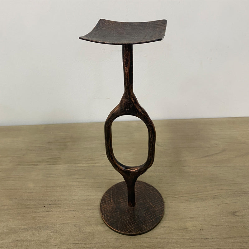Hand Forged Iron Vintage Oval Tabletop Candle Holder