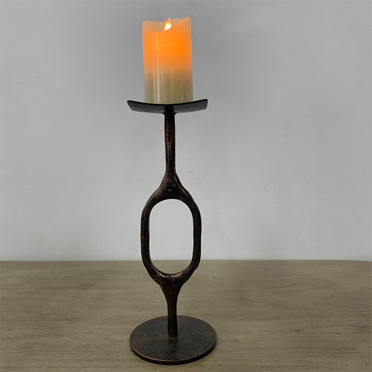 Hand Forged Iron Vintage Oval Tabletop Candle Holder