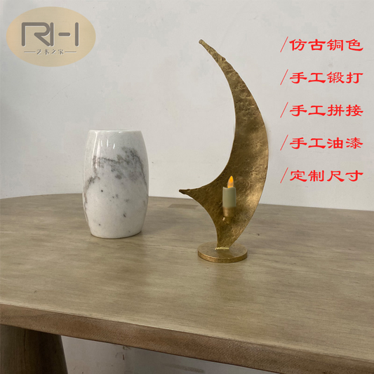 Hand Forged Iron Vintage Sailboat Candlestick