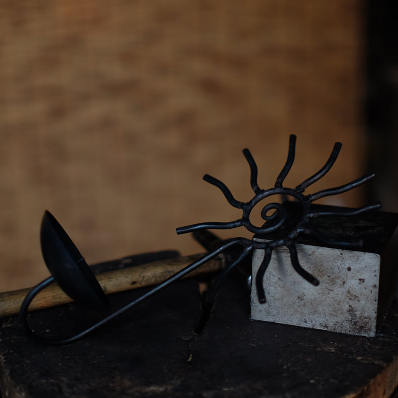 Hand Forged Iron Vintage Sunflower Wall Candle Holder
