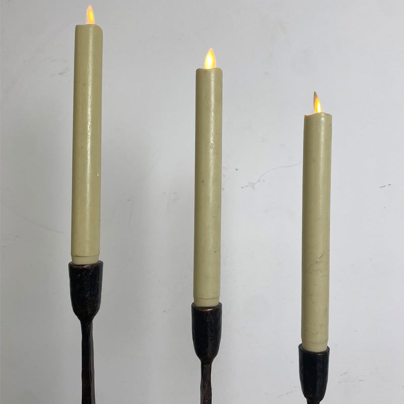Hand Forged Iron Vintage Standing Candle Holder Set of 3