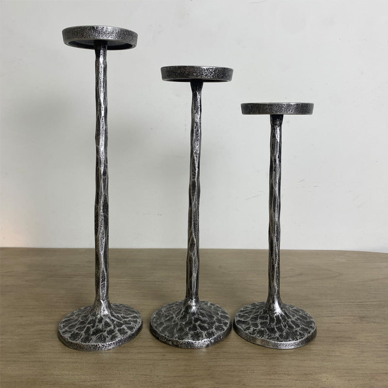 Hand Forged Iron Vintage Standing Candle Holder Set of 3