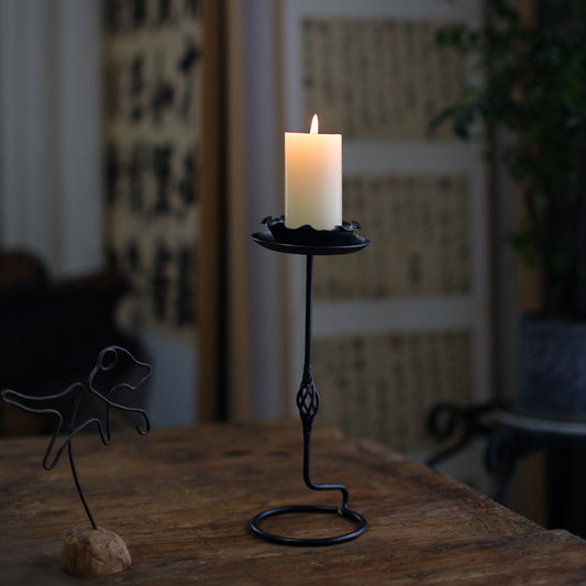 Hand Forged Iron Vintage Twist Taper Tabletop Candle Stick